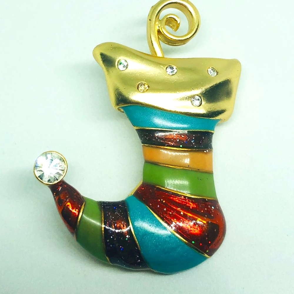 Vintage Whimsical Stocking Brooch
